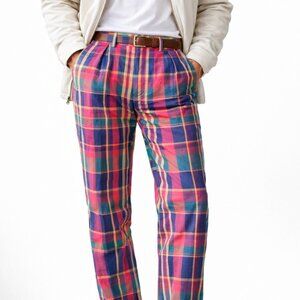 Vintage Polo Ralph Lauren Madras Plaid Golf Pants W32 Ivy League prep Made USA